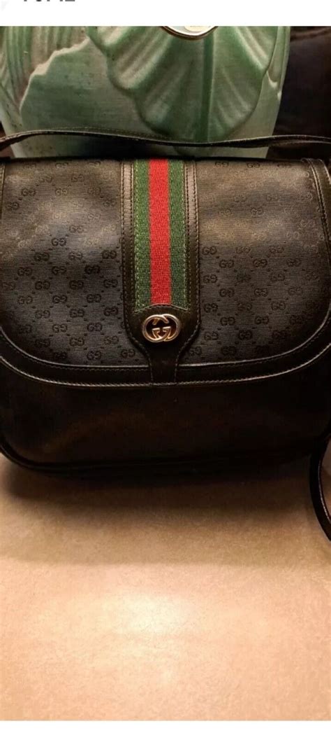 gucci vintage sherry line black|Gucci sherry line shoulder bag.